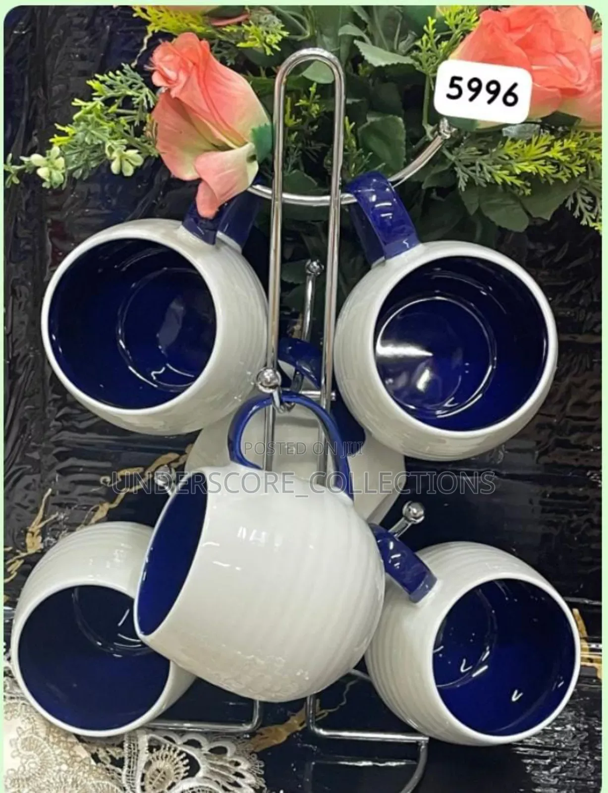 White and Blue 6pieces Ceramic Mugs