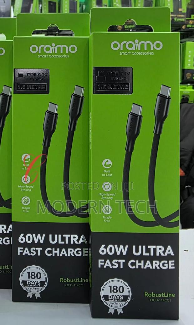 Oraimo Braid 3a 60w Fast Charging Type-C to Type-C Cable 1m - main view