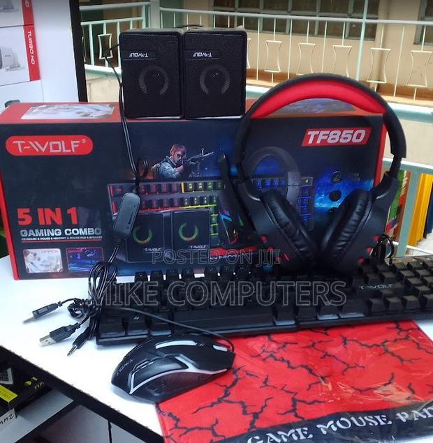 T-Wolf 5 in 1 Gaming Keyboard and Mouse Combo With Speakers,