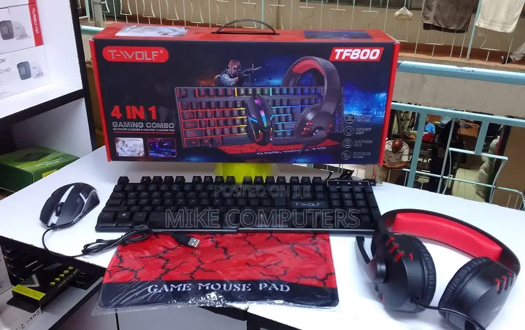 4 in 1 Game Mechanical Feel Keyboard Mouse Headphone Mousepad