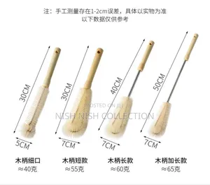 4 PCS Long Wooden Handle Bottle Cleaning Brushes
