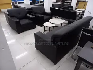 5-Seater Black Upholstery Leather Waiting Sofas