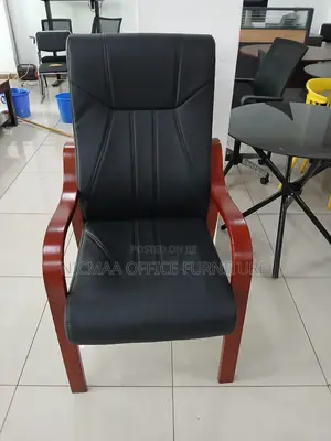 Black Executive Visitors With Polished Wooden Frame Seat