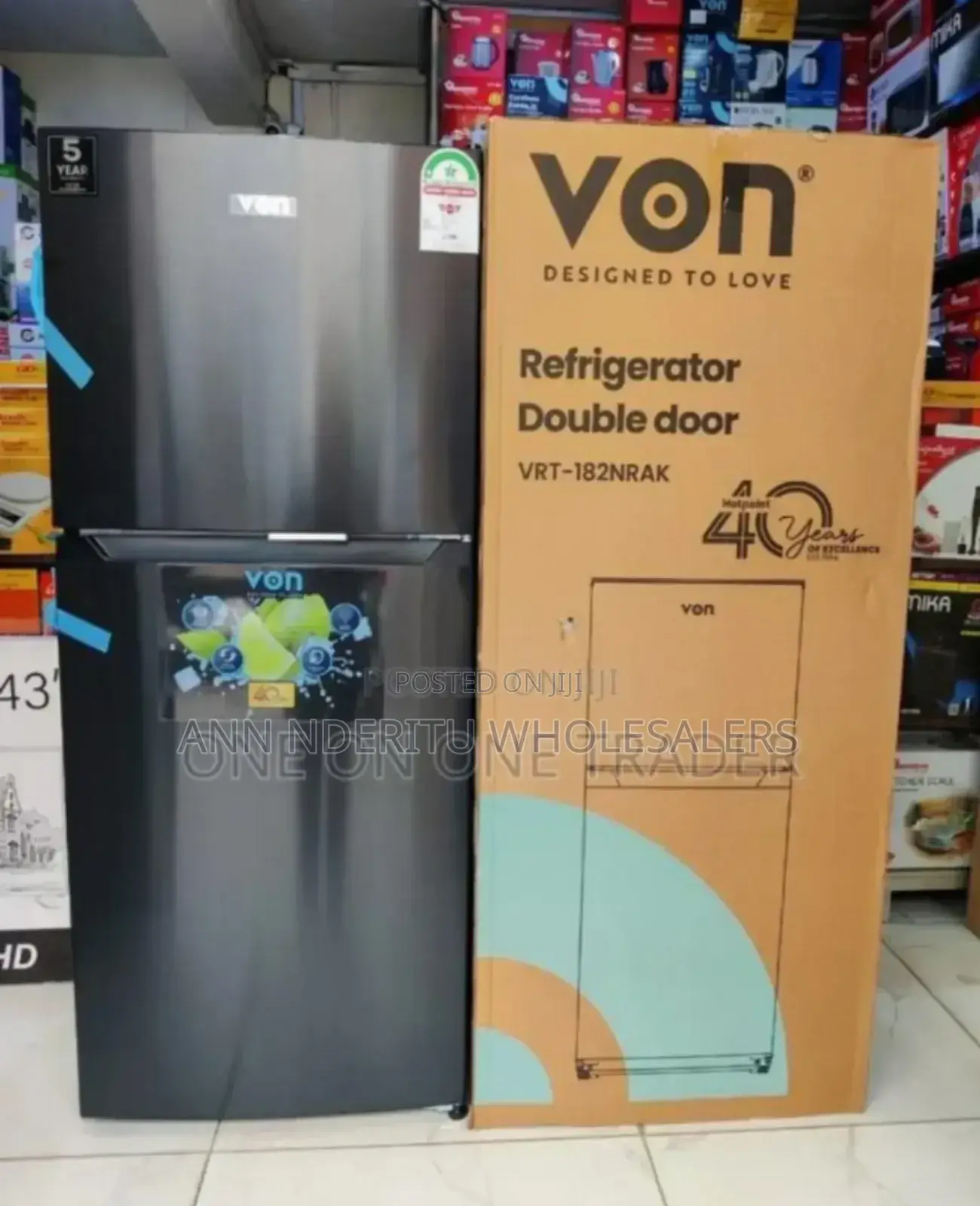 Colour Black- Von 182litres Fridge