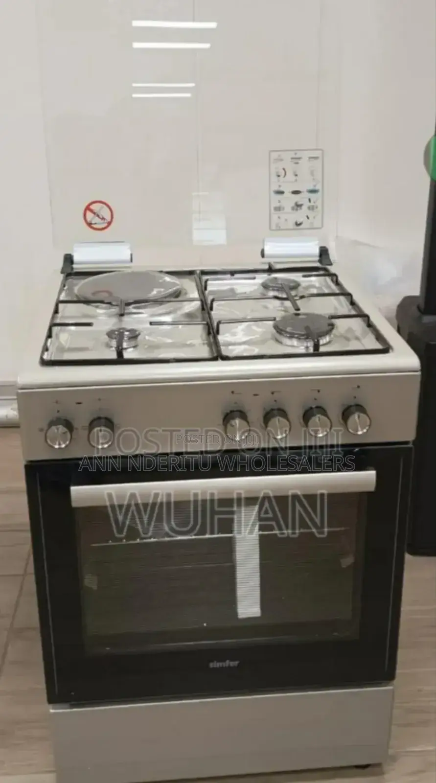 With Electric Oven- Von Simfer 60*60 3+1 Standing Cooker. +Gas Sensor