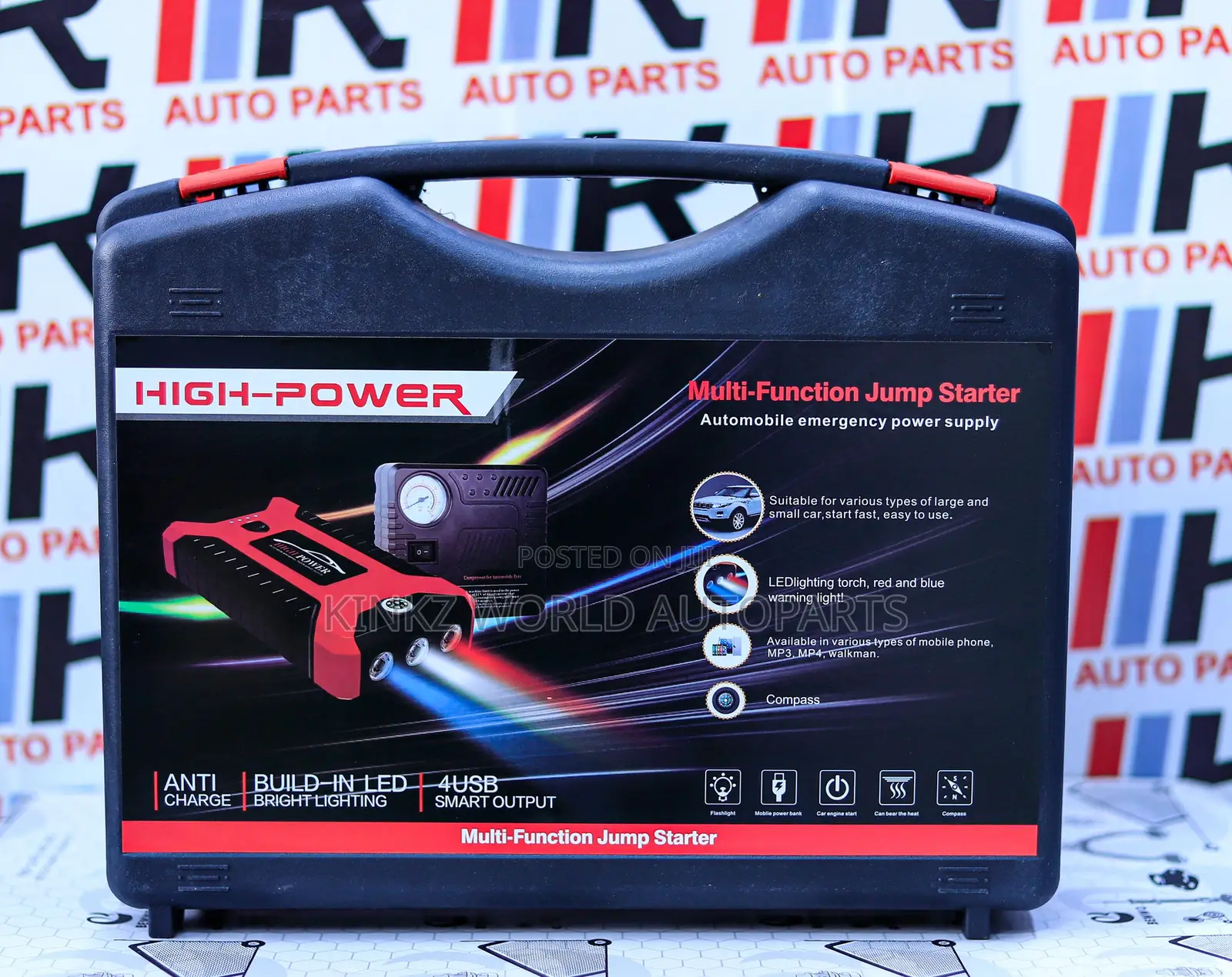 Portable Car Jump Starter With Tire Inflator / Air Compressor 99800mah