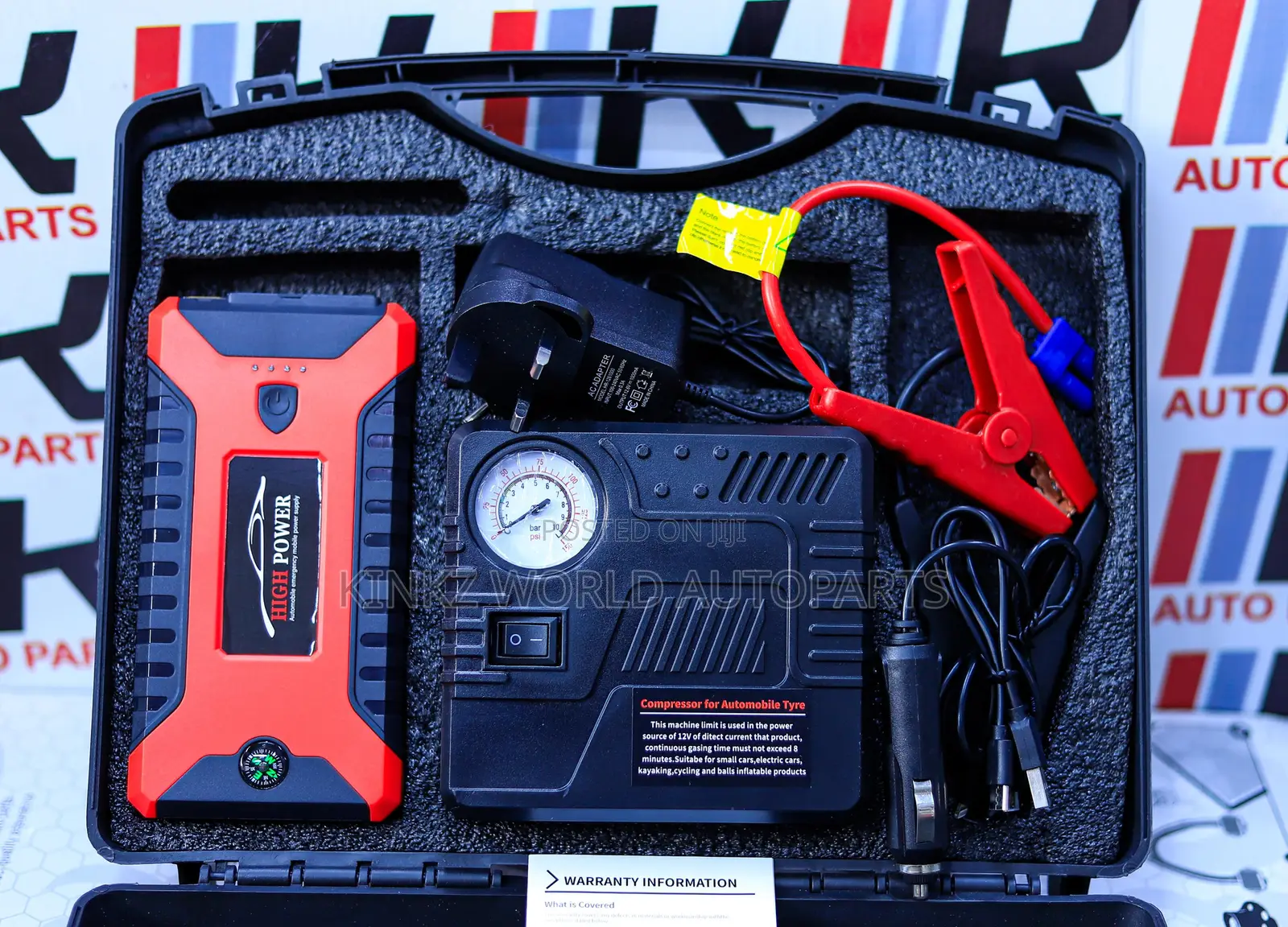 Portable Car Jump Starter With Tire Inflator / Air Compressor 99800mah