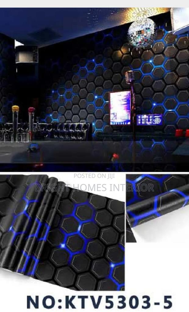 Blue 3d Wallpaper Honeycomb Design