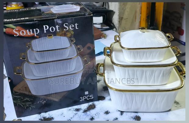 3 PCS Soup Pots Ceramic - main view