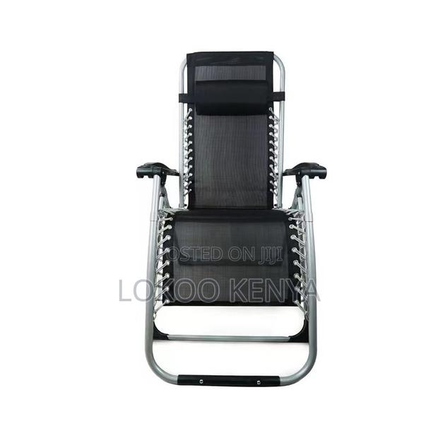 Home Chair : Black Patio Recliner With Adjustable Backrest - thumbnail 4
