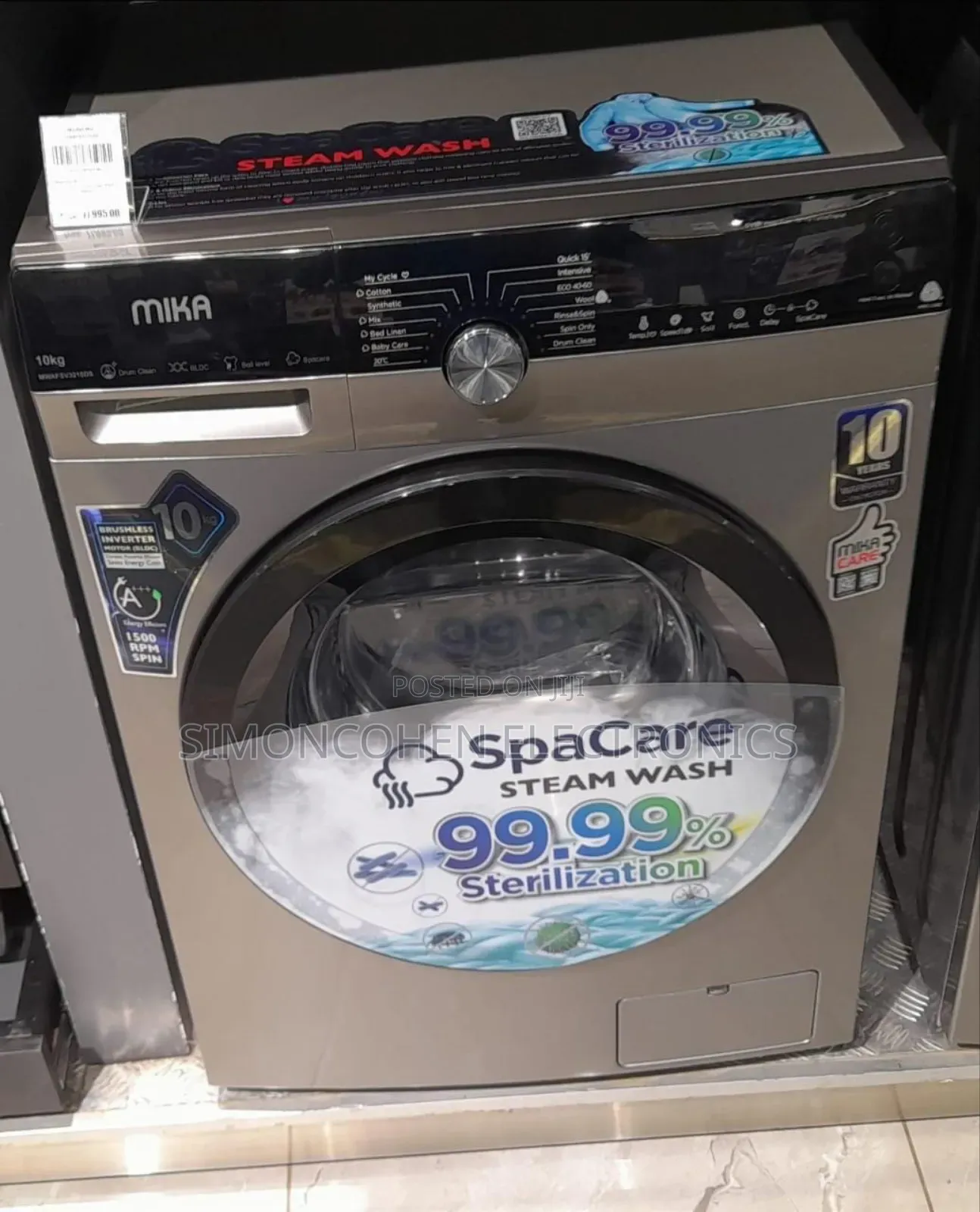 Mika 10kg Fully Automatic Washing Machine Washer & Spin