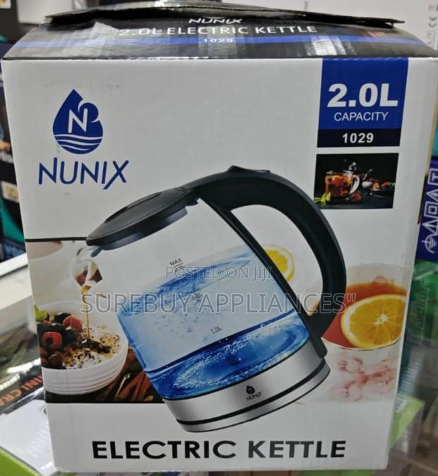 Nunix 2.0 L Electric Kettle Water Boiler Jug- Coil Less- Glass Jug