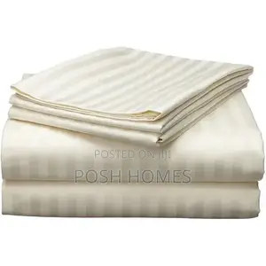 Cream Luxury Cotton Stripped Bed