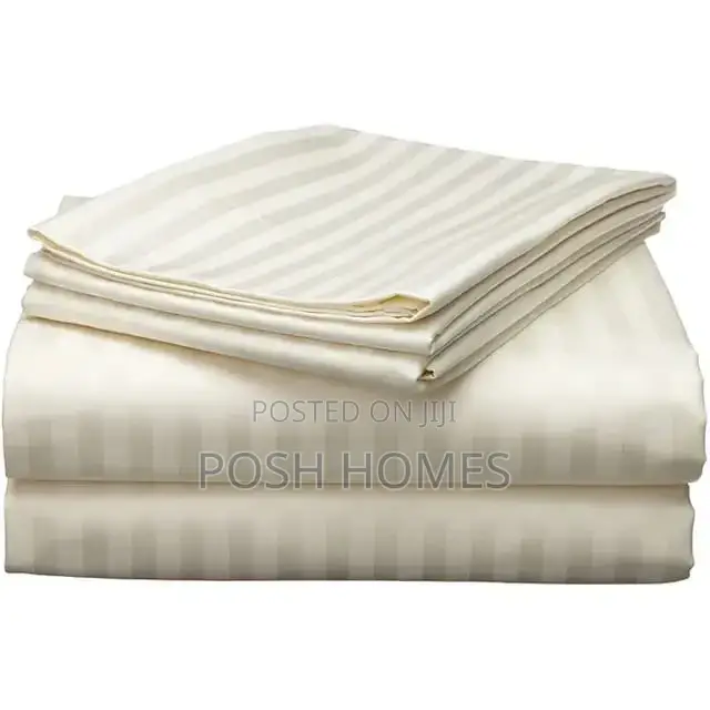 Cream Luxury Cotton Stripped Bed