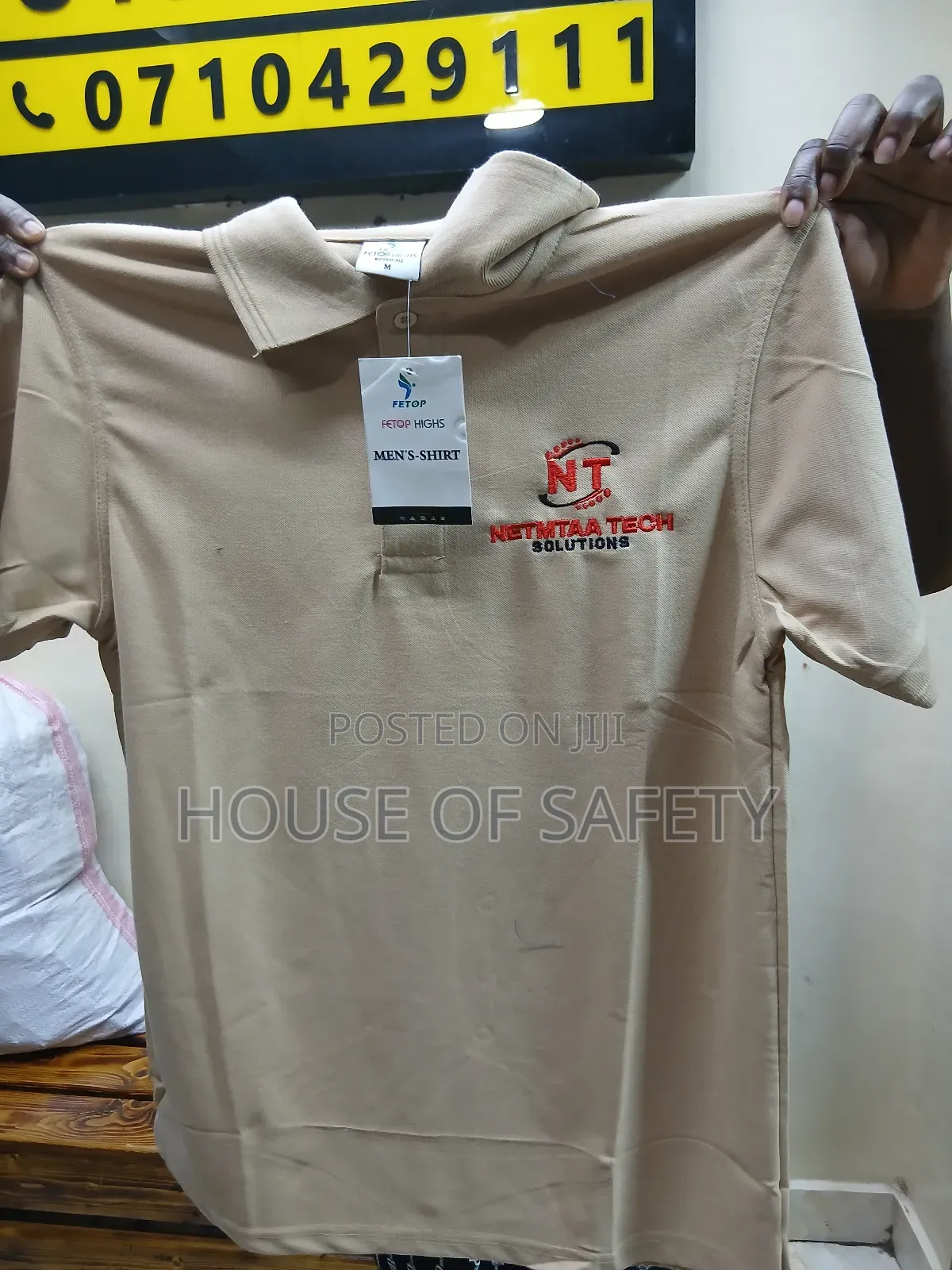 Branded Beige Polo Back and Front
