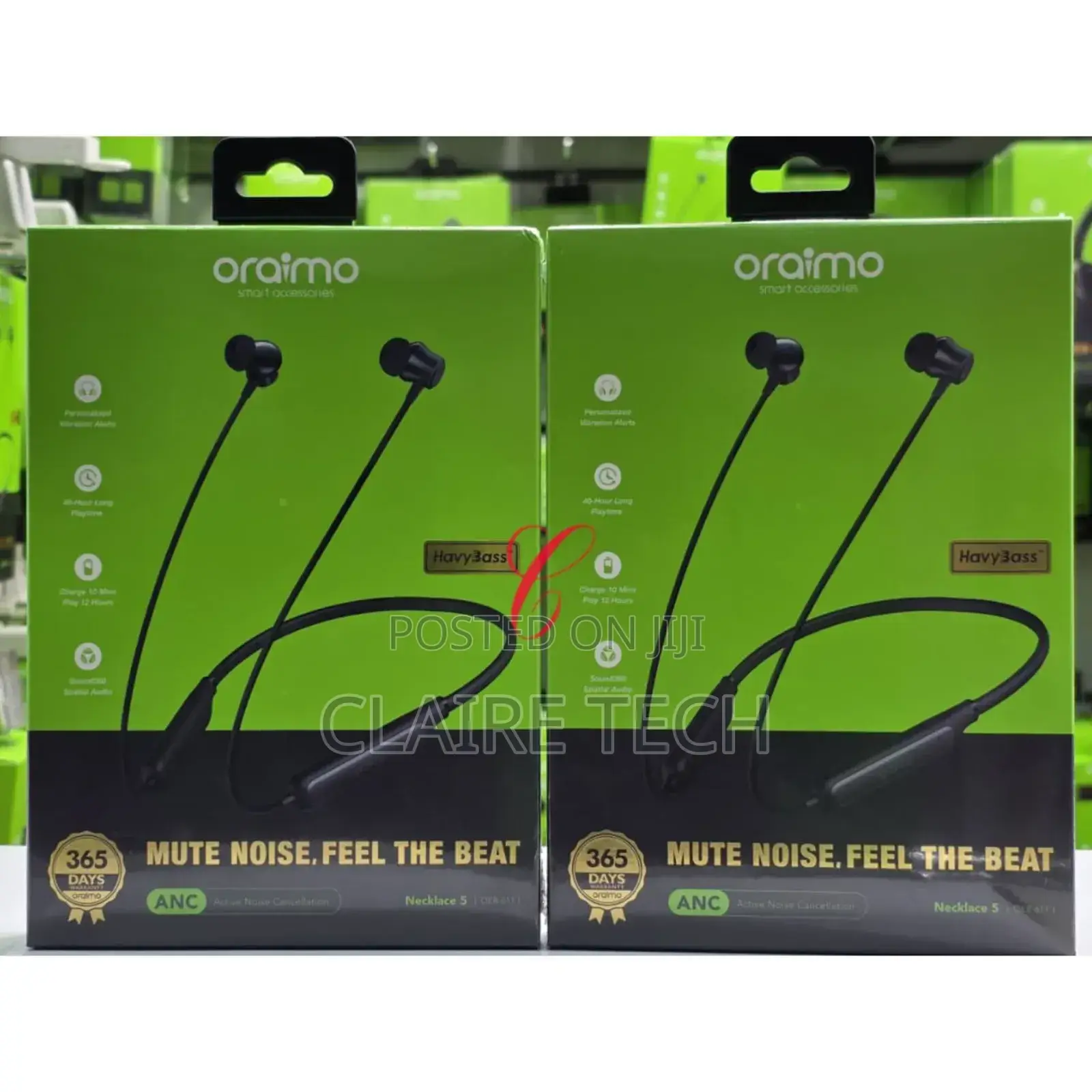 Oraimo *Necklace 5* Oeb-611 Anc *40hrs Playtime* Neckband