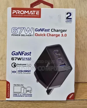 Promate 67w Super-Speed Usb-C Ganfast Charger