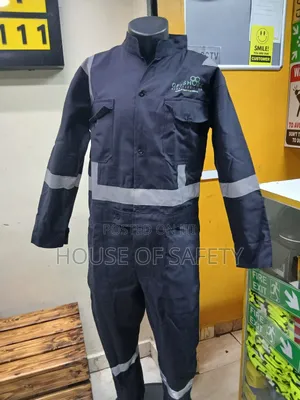 Dark Blue Reflective Grey Straps Overall