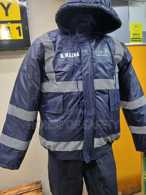 Hhooded Dark Blue Safety Waterproof Jackets Padded