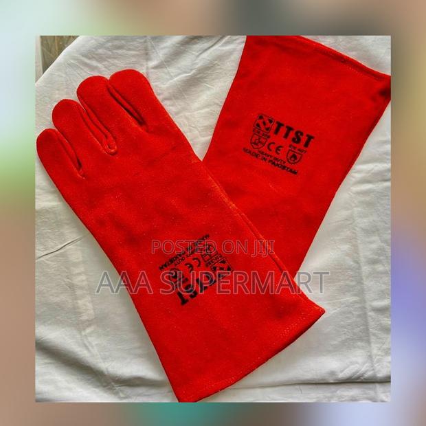 Red Leather Welding Gloves 14" Ttst