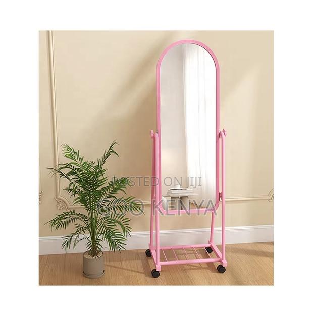 Home Mirror; Portable Pink Full-Length Mirror With Rolling Wheels