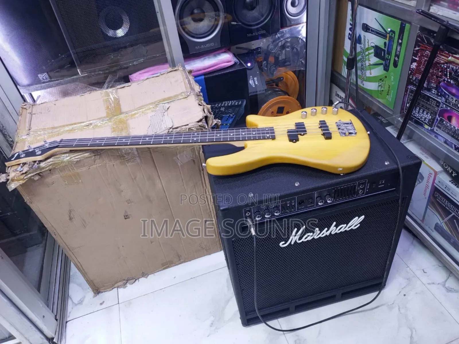 Marshall Combo and Ibanez Bass Guitar