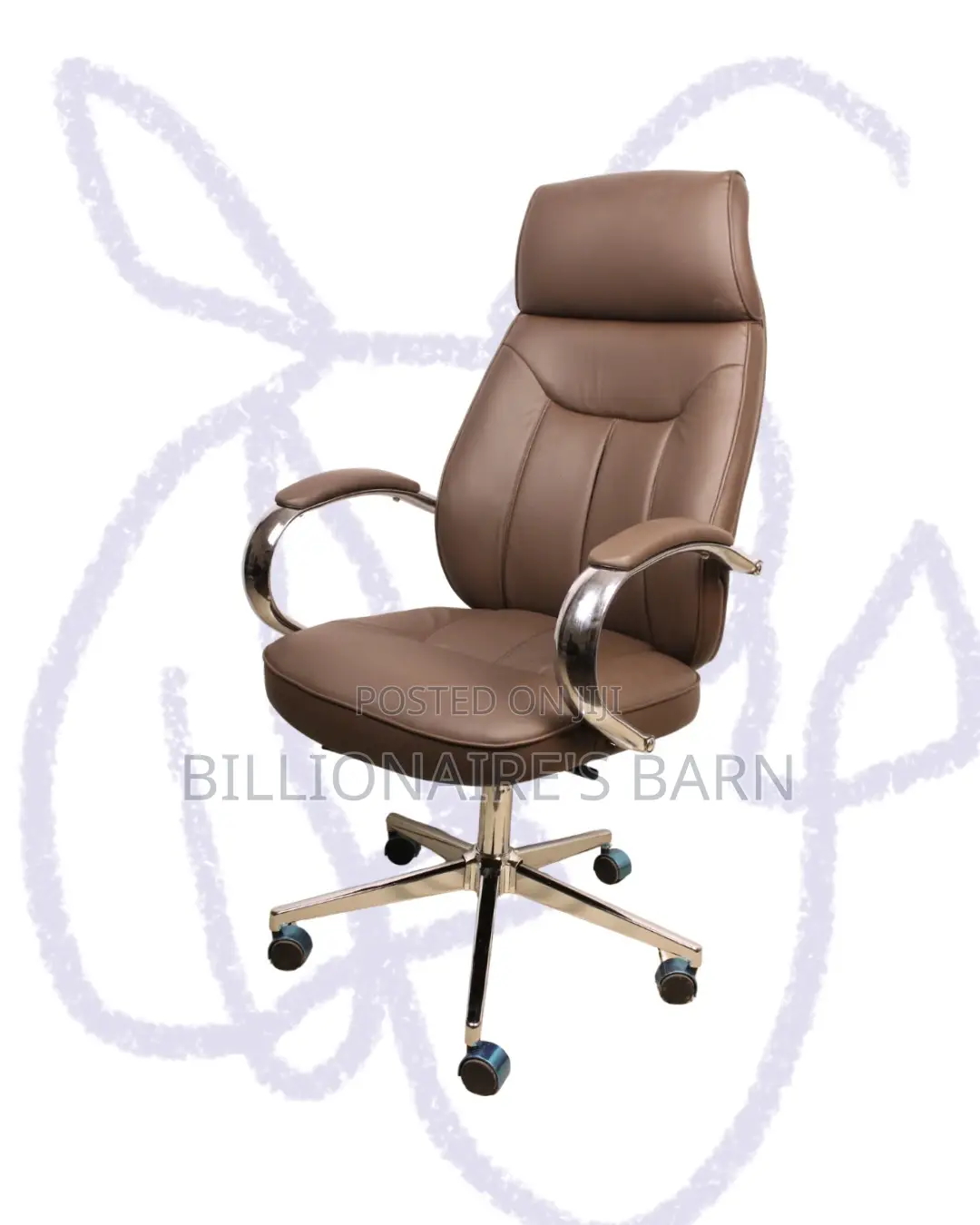 Durable Brown Executive Leather Office Chair | Adjustable Height