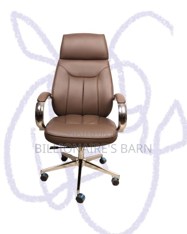Durable Brown Executive Leather Office Chair | Adjustable Height - thumbnail 4