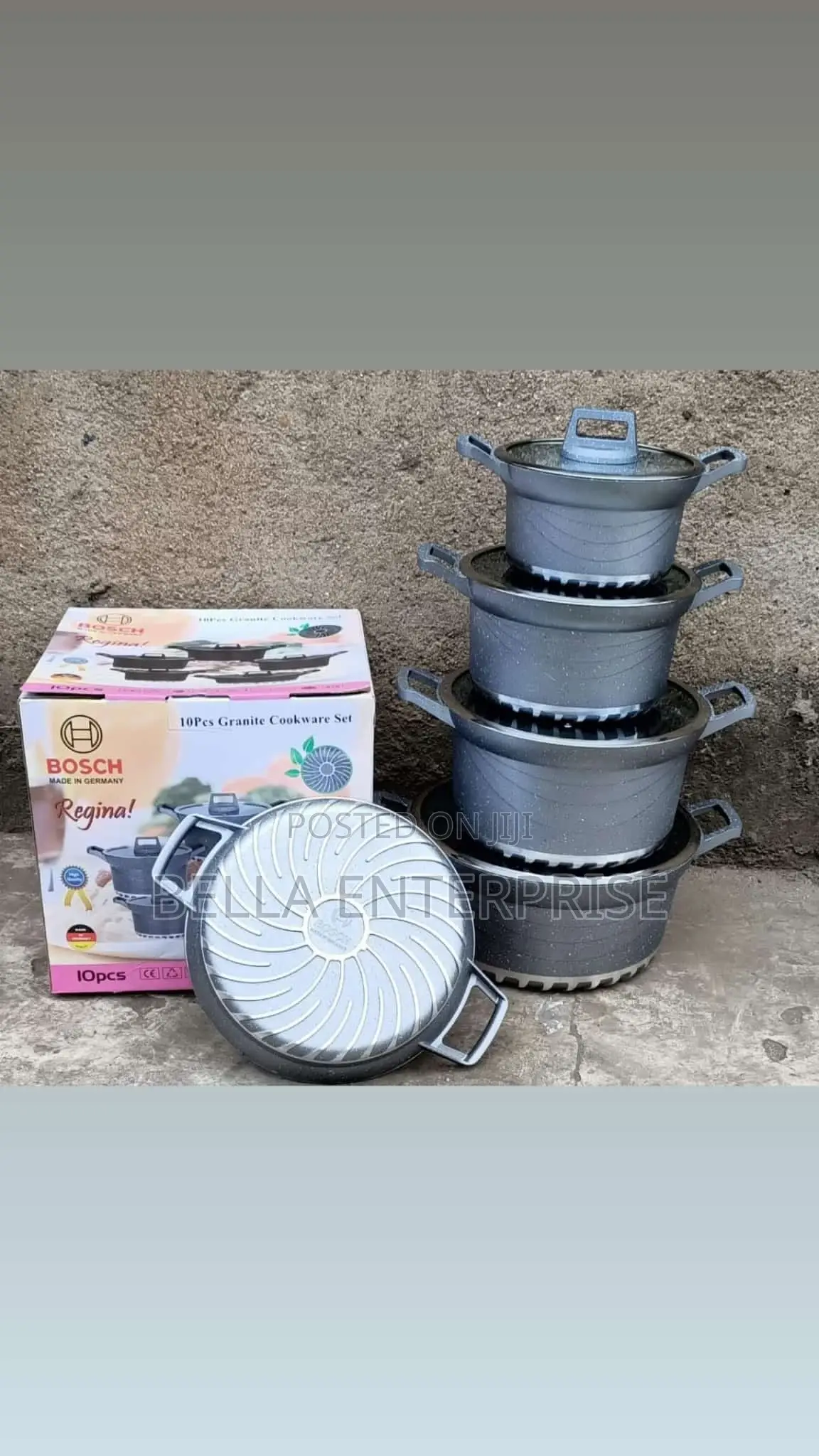 10 Pc Granite Cookware Set Bosch Grey