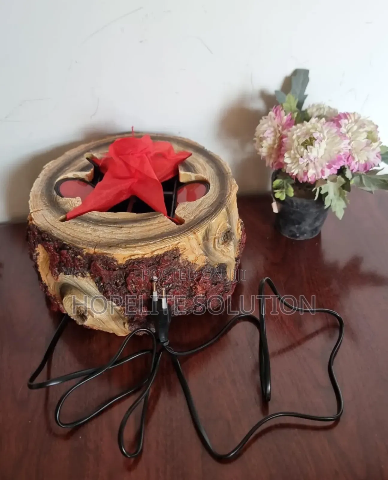 Electric Wooden Tree Stump Fireplace D