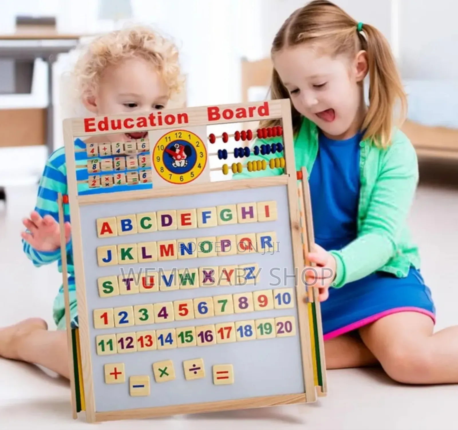 Kids Wooden Educational Board/2-in-1 Blackboard/Double-Sided Easel.