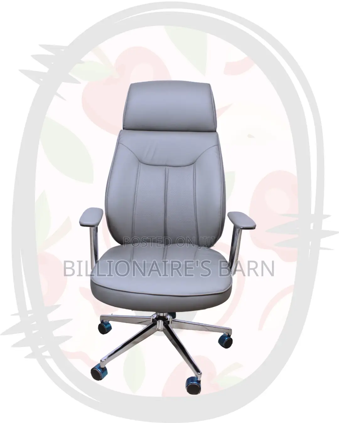 Sleek Grey Executive Leather Office Chair — All-Day Comfort