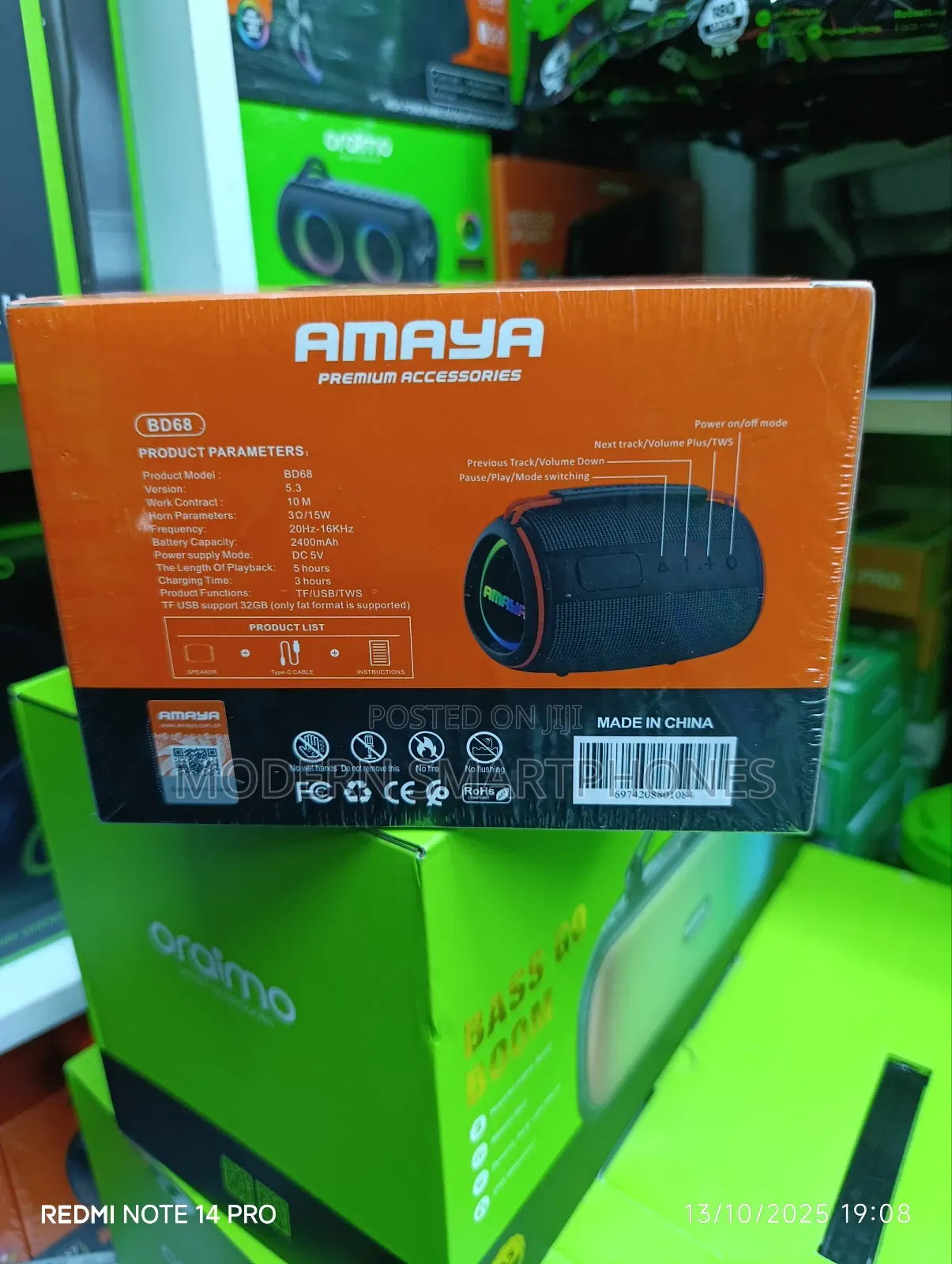 High Sound Quality Amaya Bd68 Wireless Bluetooth Speaker Water Proof