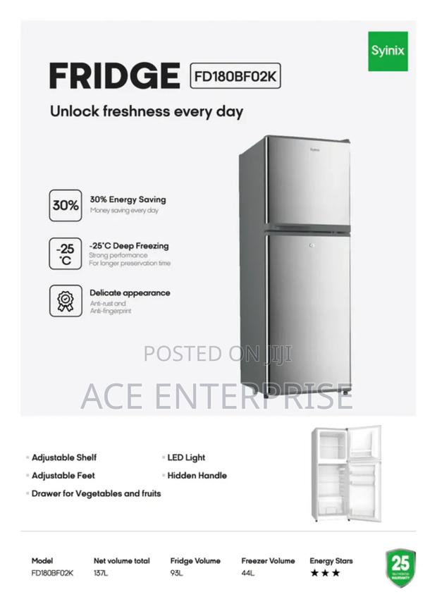 Synix 137l Double Door Fridge - thumbnail 4