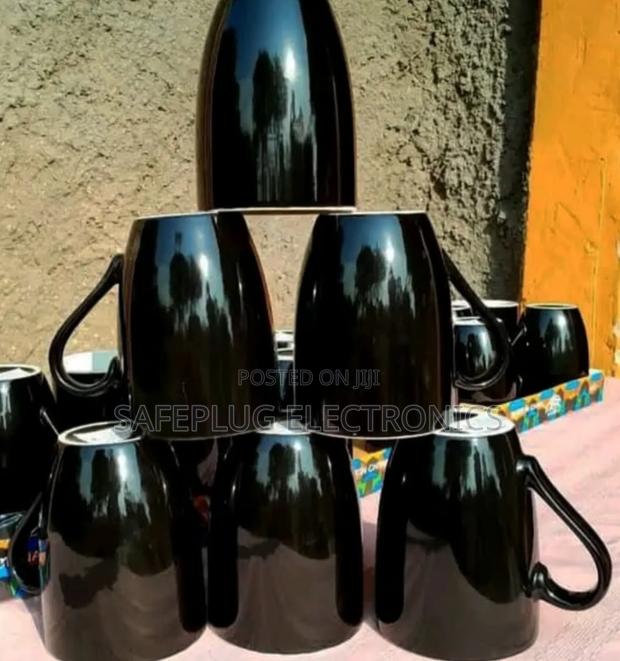Ceramic Black Finish Coffee/ Tea Cups - 6 Pieces - main view