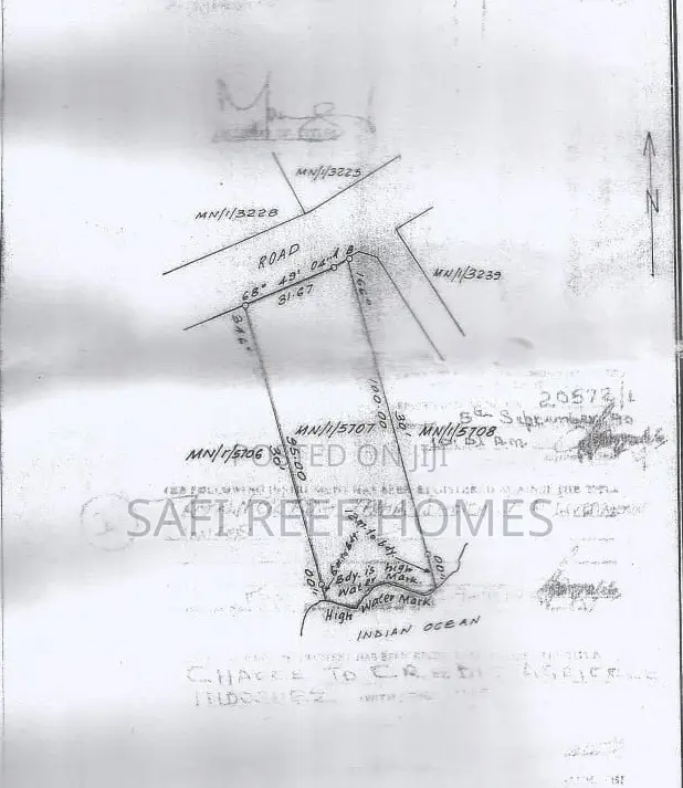 1 Acre Rectangle Seafront Property for Sale in Nyali