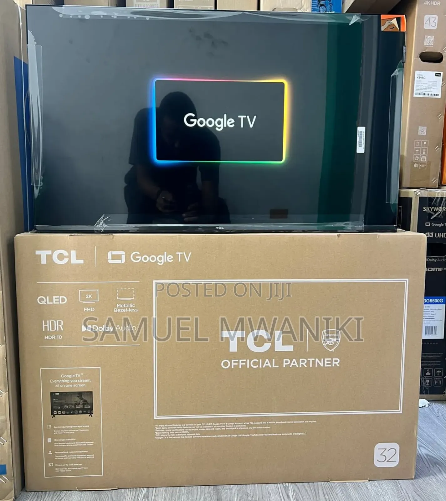 TCL 32" Qled Display Google Tv S4k Hdr10+ Frameless Screen