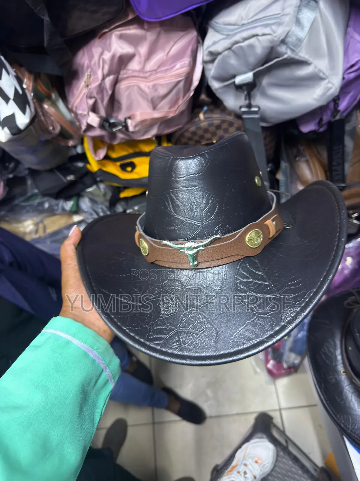 Black' Stylish Cowboy/Girl Unisex Leather Hats