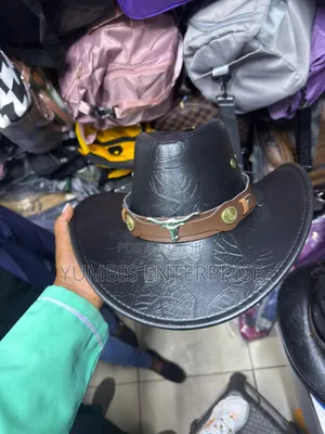 Black' Stylish Cowboy/Girl Unisex Leather Hats