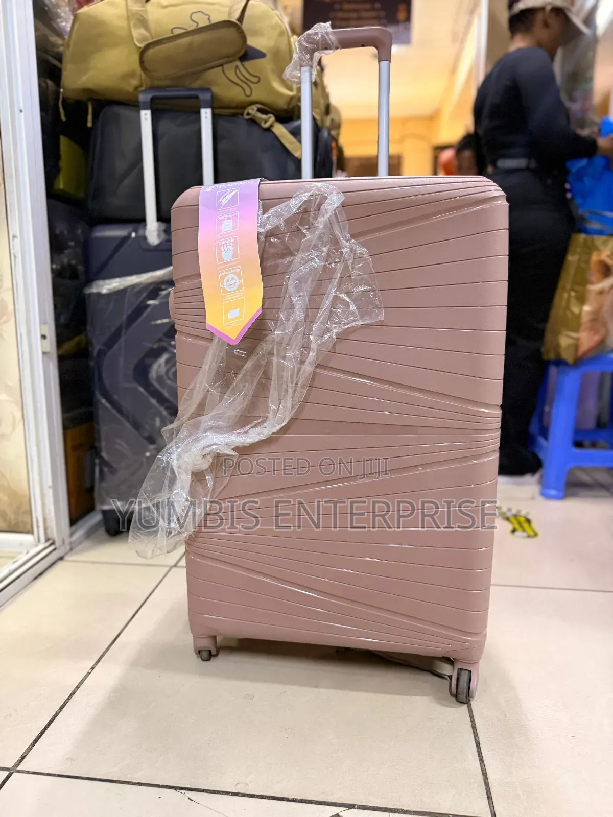 Large Rose Gold Rubber Suitcase