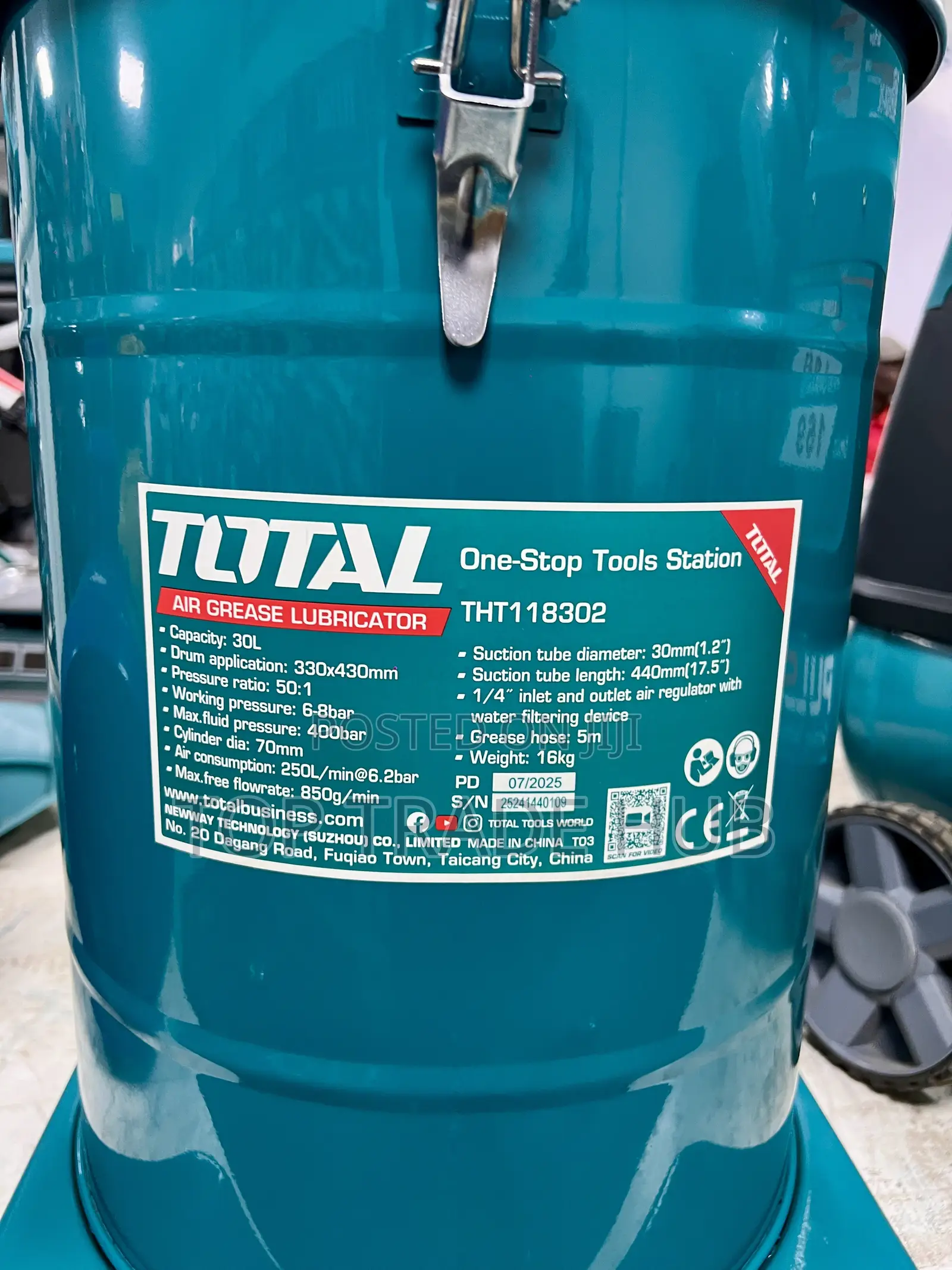 Total Air Grease Lubricator 30l 850g/Min 5m Hose