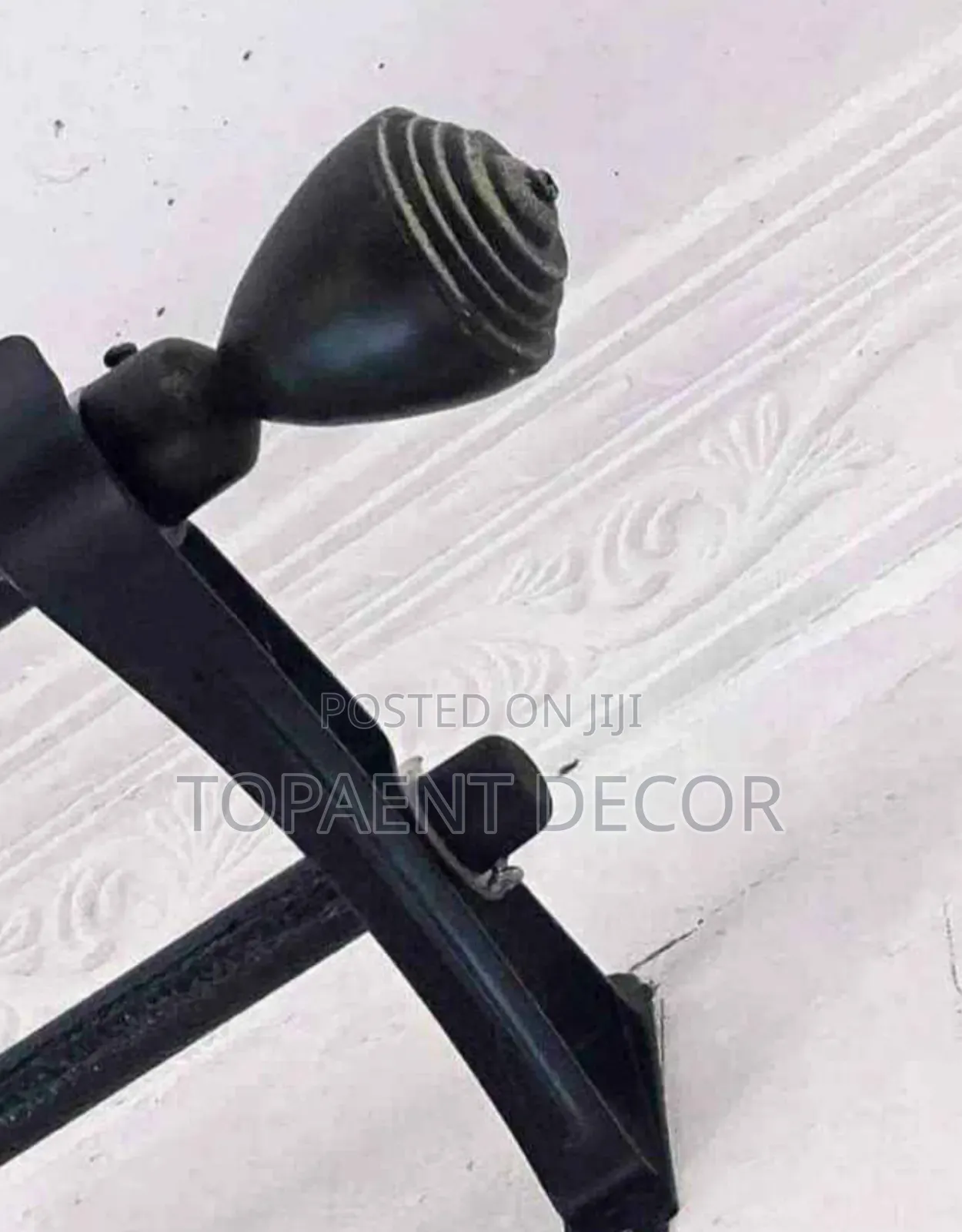 Black Brackets and Flowers Pure Powder Coated Curtain Rod Accessories