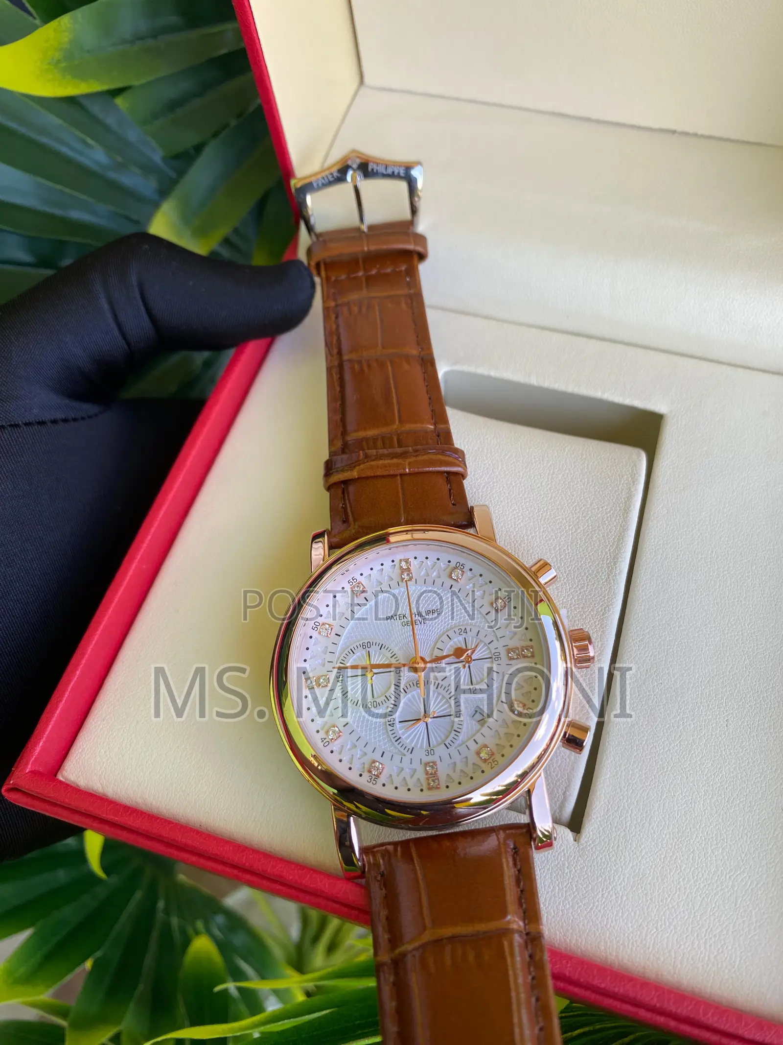Leather Strap Patek Philippe Gents Watch