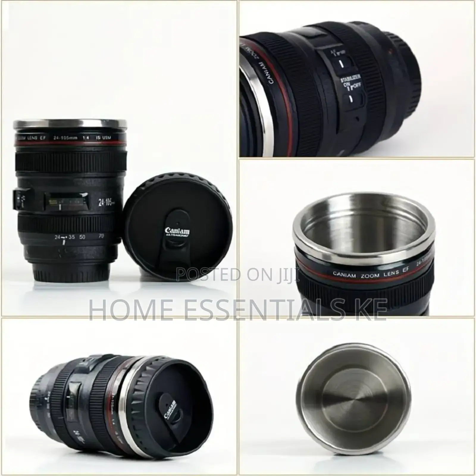 *Camera Lens Mug, 450ml Stainless Steel Cup, Travel Magic Mug
