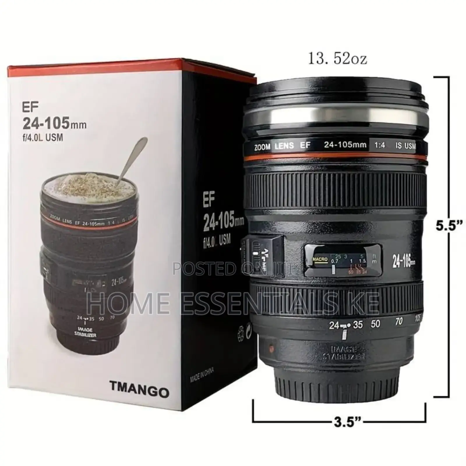 *Camera Lens Mug, 450ml Stainless Steel Cup, Travel Magic Mug