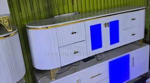 Long Tv Stand With Gold Plating, 5 Drawers + Free Home Delivery! 