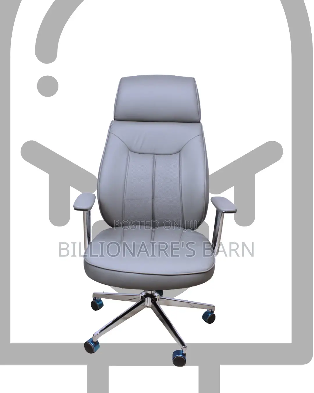 Grey Executive Leather Office Chair | Plush Tilt Lock Mechanism
