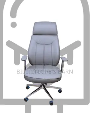 Grey Executive Leather Office Chair | Plush Tilt Lock Mechanism