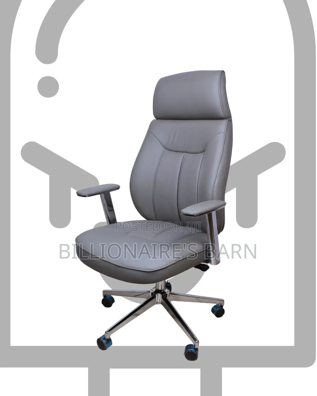 Grey Executive Leather Office Chair | Plush Tilt Lock Mechanism