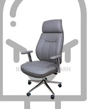 Grey Executive Leather Office Chair | Plush Tilt Lock Mechanism